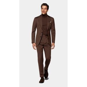 CHOCOLATE BROWN SHARKSKIN TRAVEL SUIT